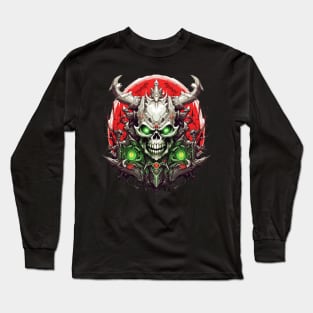 Skull Cyberpunk Cyborg Vaporwave Urban Long Sleeve T-Shirt